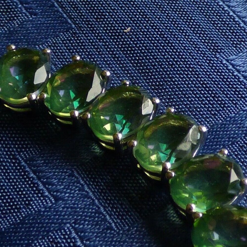 52.46CTS FERN GREEN QUARTZ 8MM X 10MM STERLING SILVER BRACELET LE 70 - Picture 6 of 11